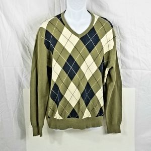 J. Crew Plaid Textile Long Sleeve V Neck Sweater